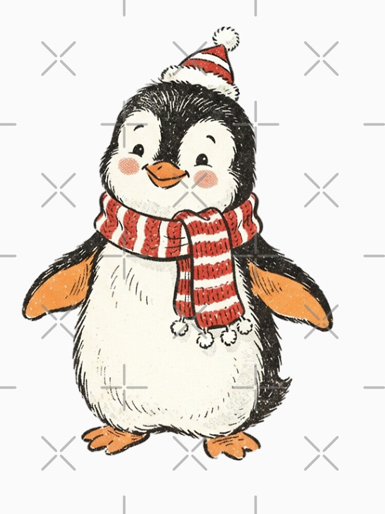 Vintage Christmas Penguin with Santa Hat by SOUFIANE1991