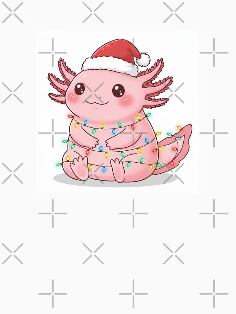 Axolotl Christmas light xmas santa hat holiday holidays funny cute kawaii by CheeseBlueprint
