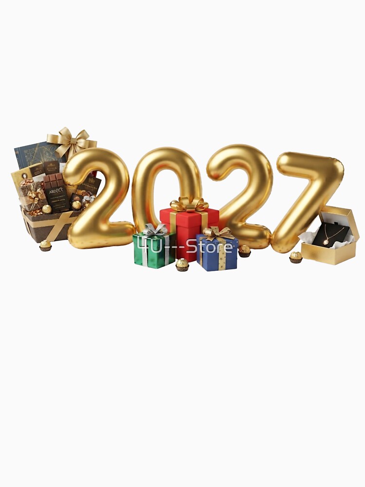 2027 New Year Celebration – Golden Numbers, Gifts and Luxury Festive Design by 4U---Store
