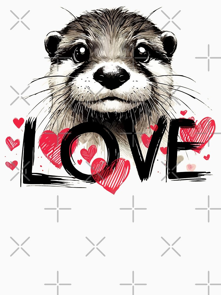 Love Cool Otter Sketchy Happy Valentines Day by TomFrontierArt