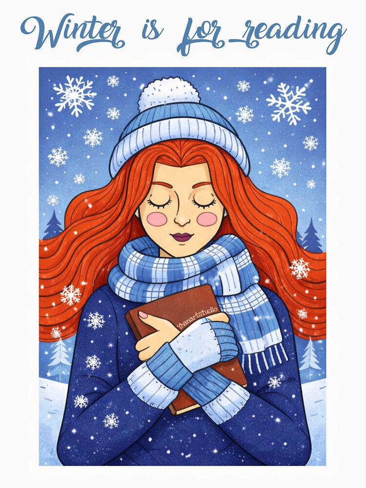 Winter is for reading cozy girl by Yhanartstudio