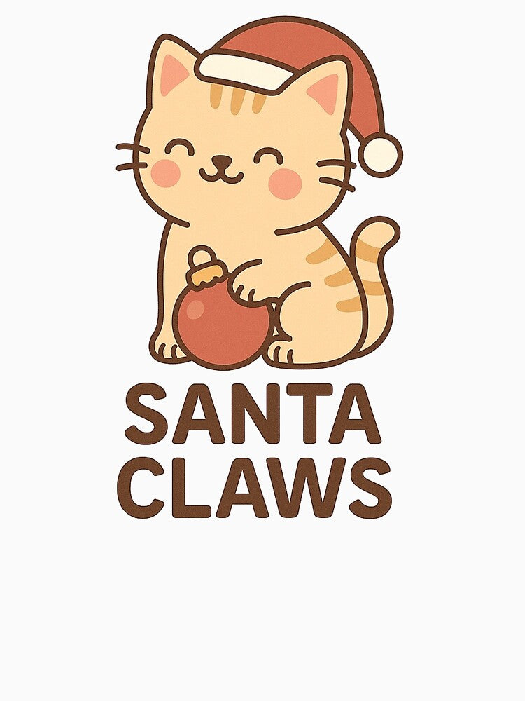 Santa Claws – Cute Kawaii Christmas Cat Holding Ornament by StyleLap