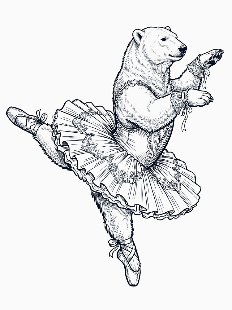 Vintage Polar Bear Ballet Dancer Ballerina Animal Lover by dian-rody-crest
