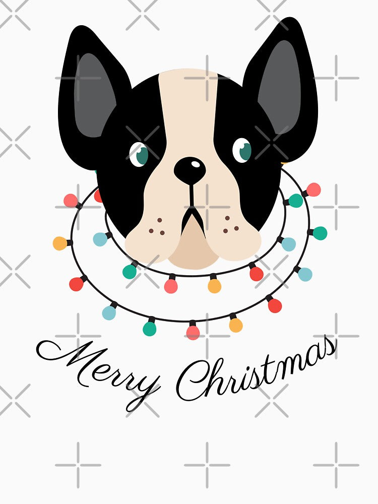 Merry Christmas Boston Terrier by MollyJaneArt