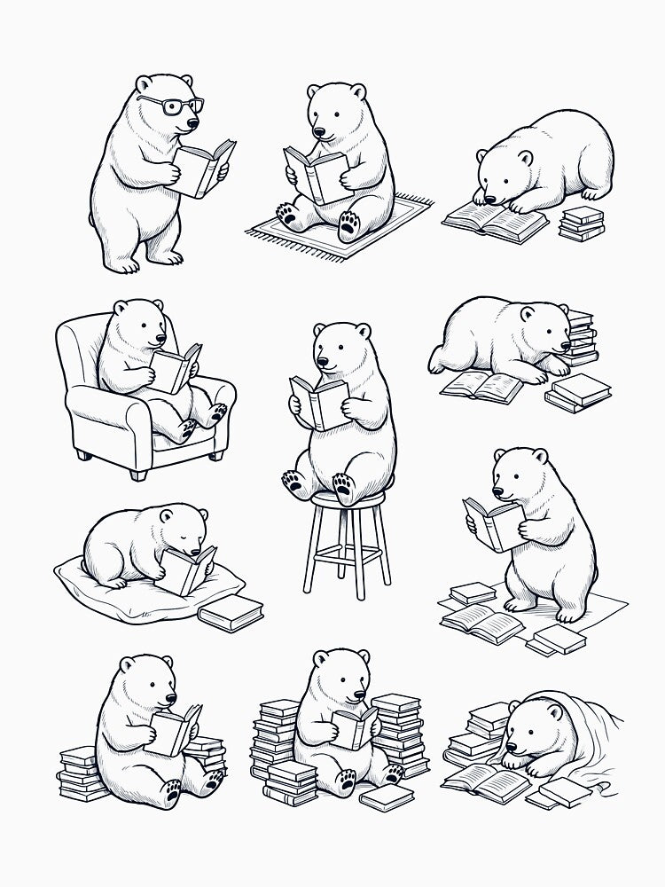 Vintage Polar Bear Book Reader Reading Animal Lover by dian-rody-crest