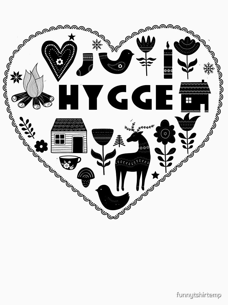 Hygge Heart Danish Cozy Symbols Scandinavian Art, by funnytshirtemp
