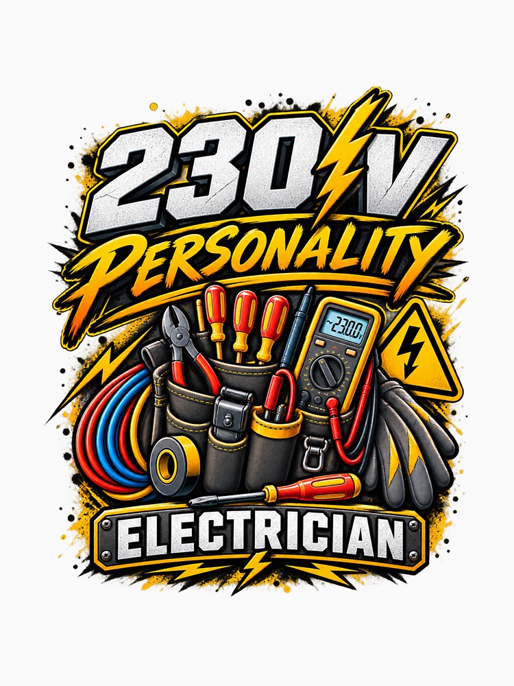 230V Personality – Electrician Humor Design by Vision-Vibe