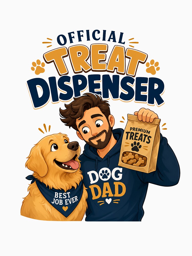 Official Treat Dispenser Golden Retriever Dog Dad Kawaii T-Shirt by Ashley critters