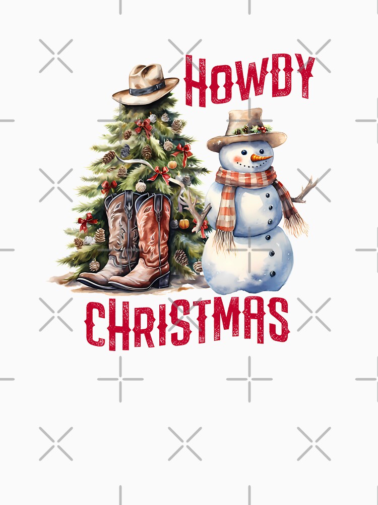 Howdy Christmas Western Cowboy Snowman by ColorFlowArt