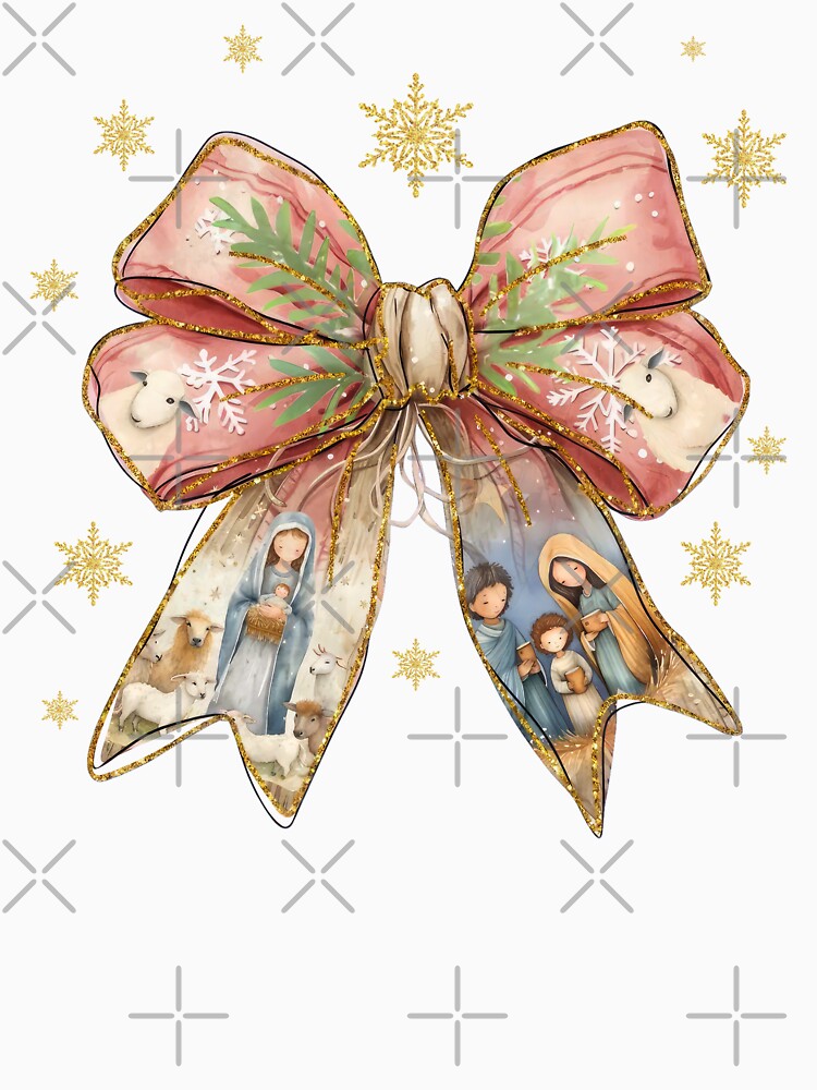 Pink Nativity Bow Christmas Design by nor-my