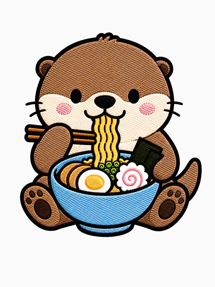Otter Ramen Embroidery Patch | Cute Kawaii Otter Noodle Lover by ColorSplash123