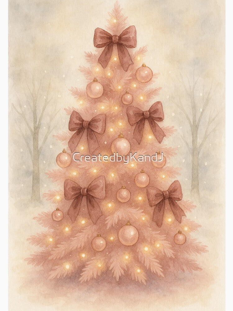 Elegant Pink Christmas Tree with Bows by CreatedbyKandJ