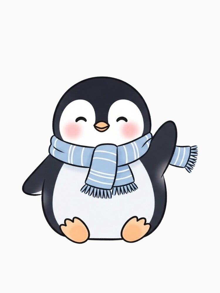Cute Penguin with Blue Scarf – Kawaii Winter Cartoon Sticker Design by soletstudio