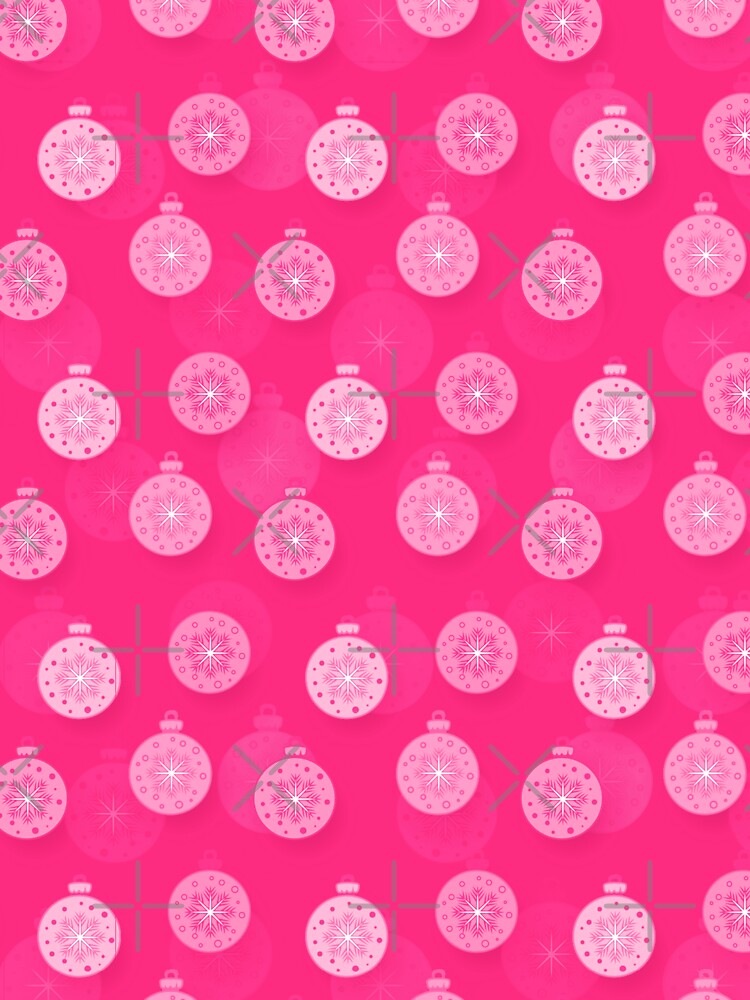 Pink Christmas balls seamless pattern print by SpinklyCreations