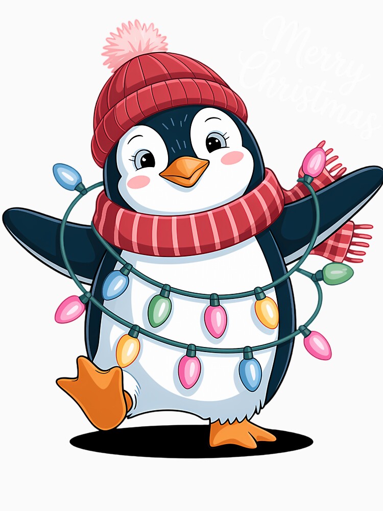 Penguin Santa Lights Christmas Pajamas Cute Penguins Xmas by petrichorsworld