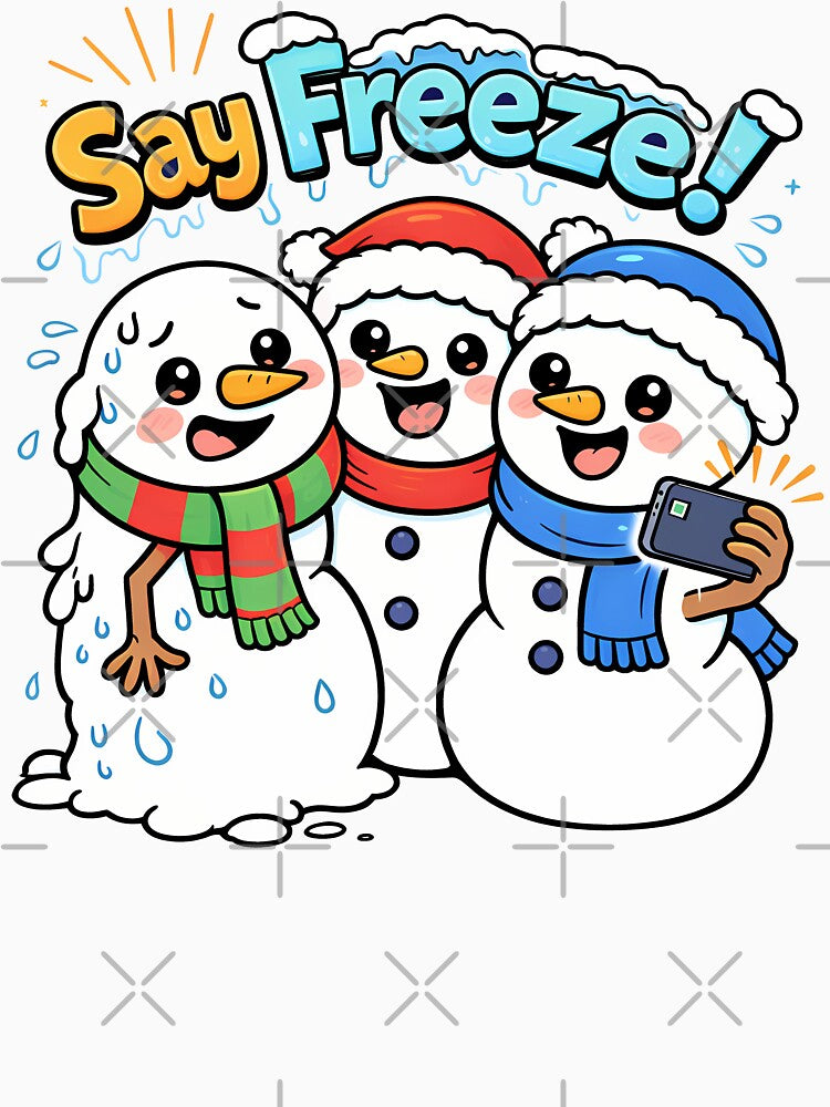 Say Freeze Cute Snowman Christmas gift Merch by Parallel Fold