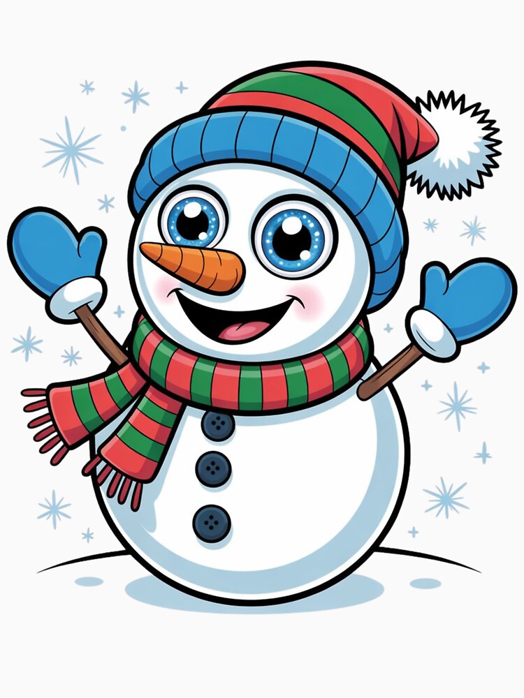 Cute Christmas Snowman – Blue & Red Winter Cartoon ❄️⛄️ by Mastihuba Studio™