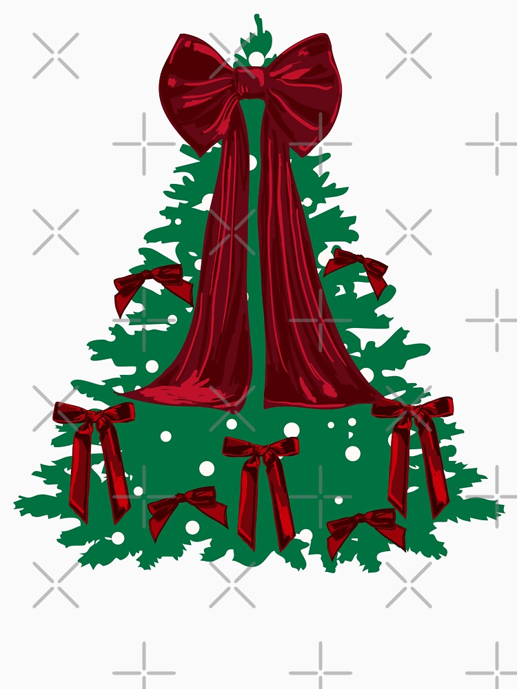 Elegant Red Bow Christmas Tree Illustration by MaiZephyr