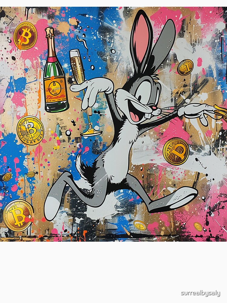 Bitcoin Party Rabbit Graffiti Art by surrealbysaly