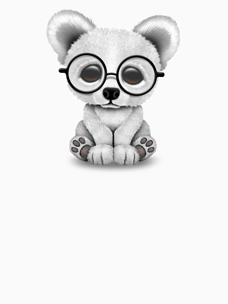 Cute Polar Bear Cub with Eye Glasses on White by JeffBartels