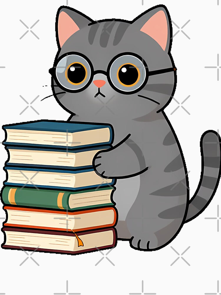 Librarian Cat with Books by pumsquare