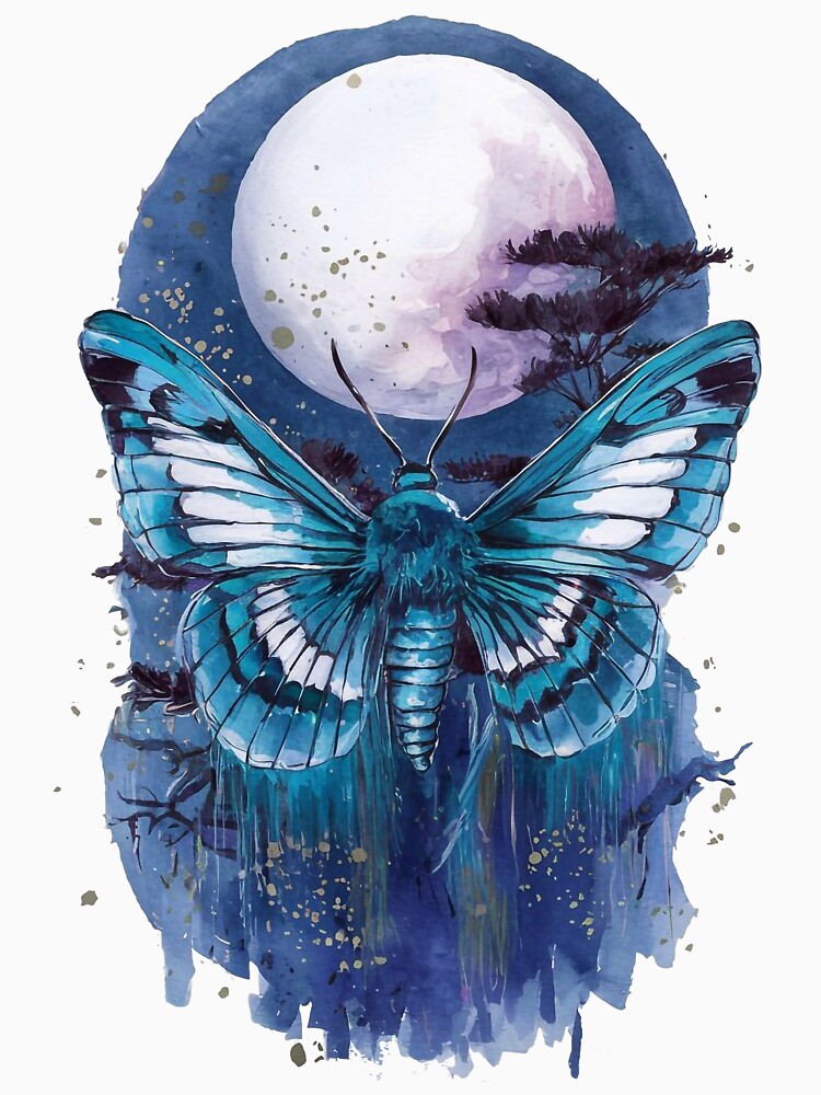 Watercolor Moon Moth by Tajdi