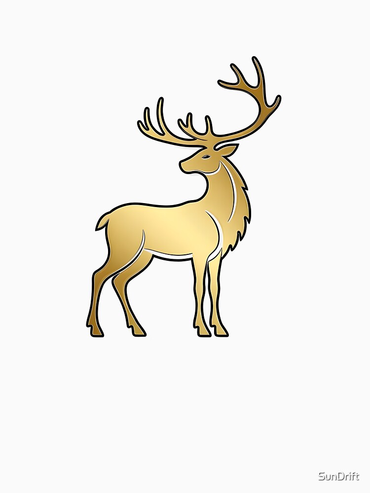 Elegant Golden Reindeer Silhouette by SunDrift