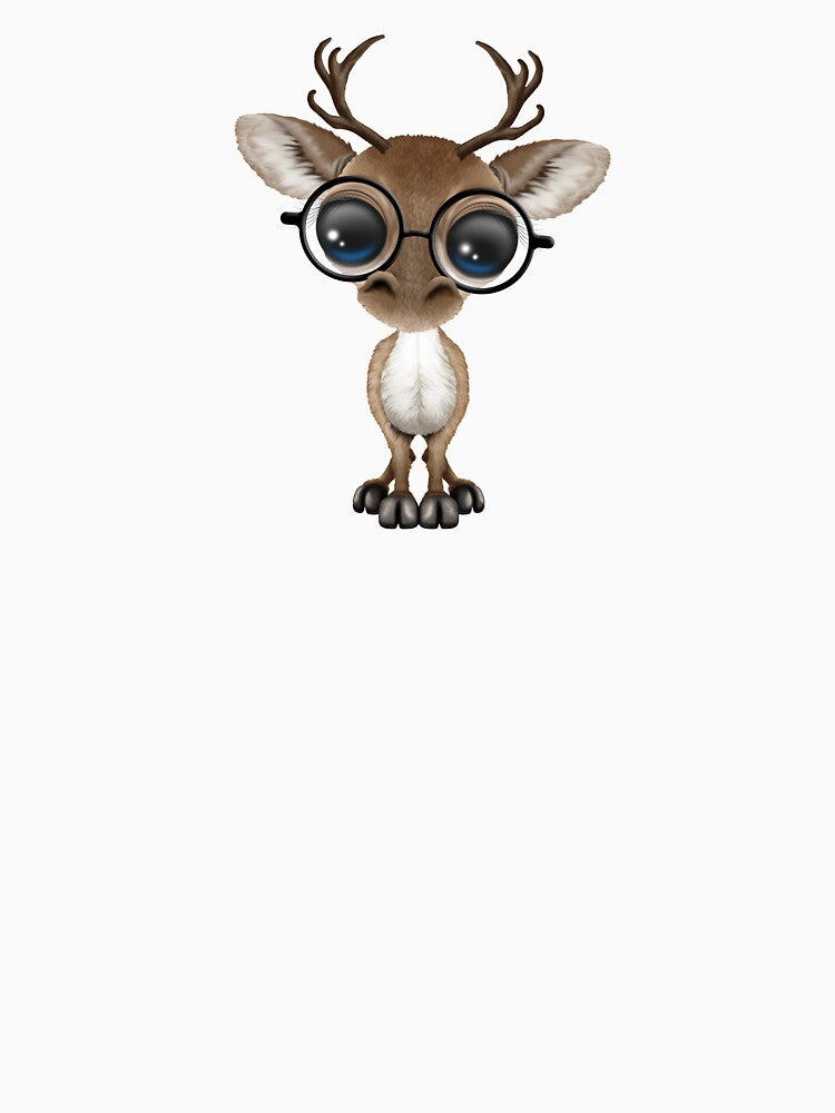 Cute Curious Nerdy Reindeer Wearing Glasses on Yellow by JeffBartels