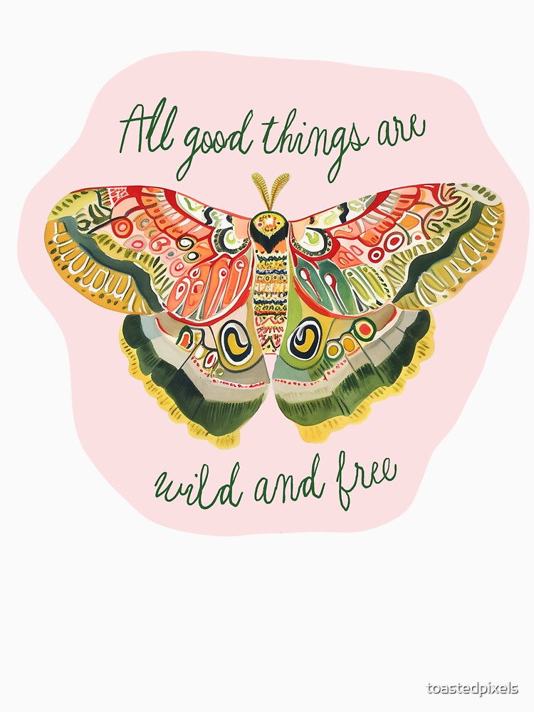 Watercolor Wild Moth on Pink by toastedpixels