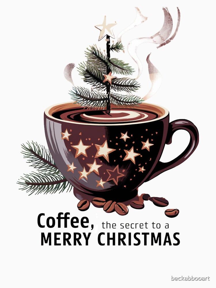Coffee, the secret to a MERRY CHRISTMAS by beckabbooart