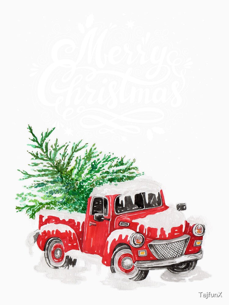 Merry Christmas Tree in Winter Red Truck Car by TajfunX