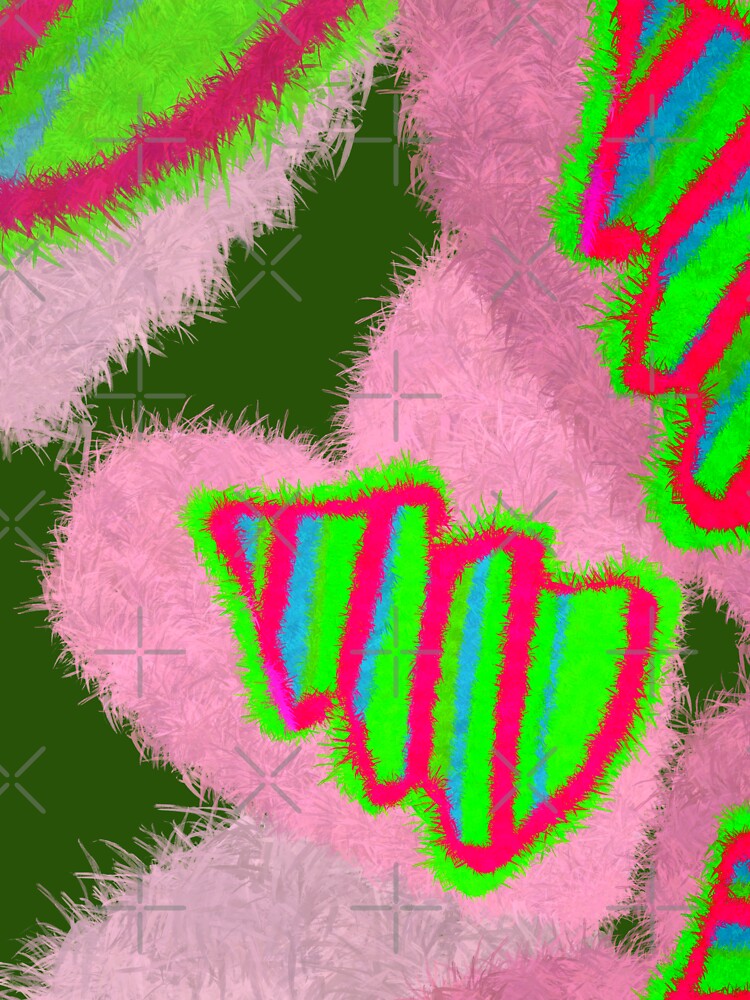 Christmas Trees in Green and Pink on pink hearts by Victoria Rose
