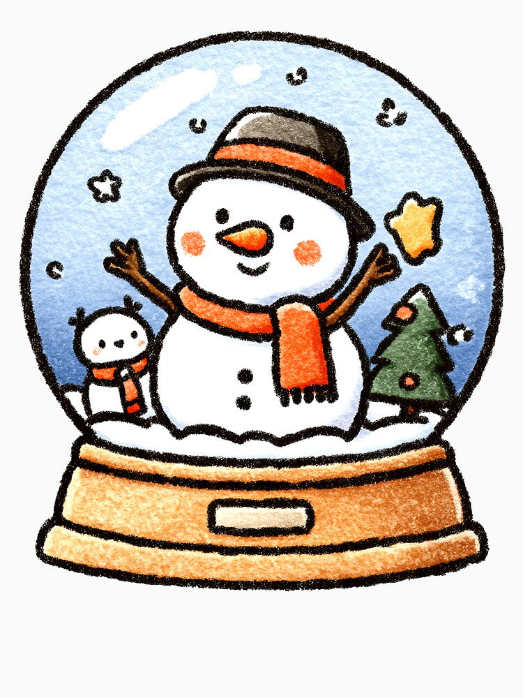 Cute Snow Globe with Friendly Snowman Art by colorful-white