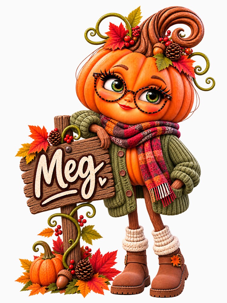 Meg the Cosy Pumpkin – Cute Autumn Character by The Cutting Room