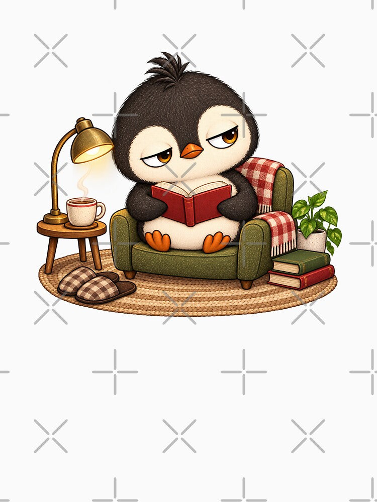Cozy Penguin Reading Book | Cute Winter Coffee Bookworm by MrDev