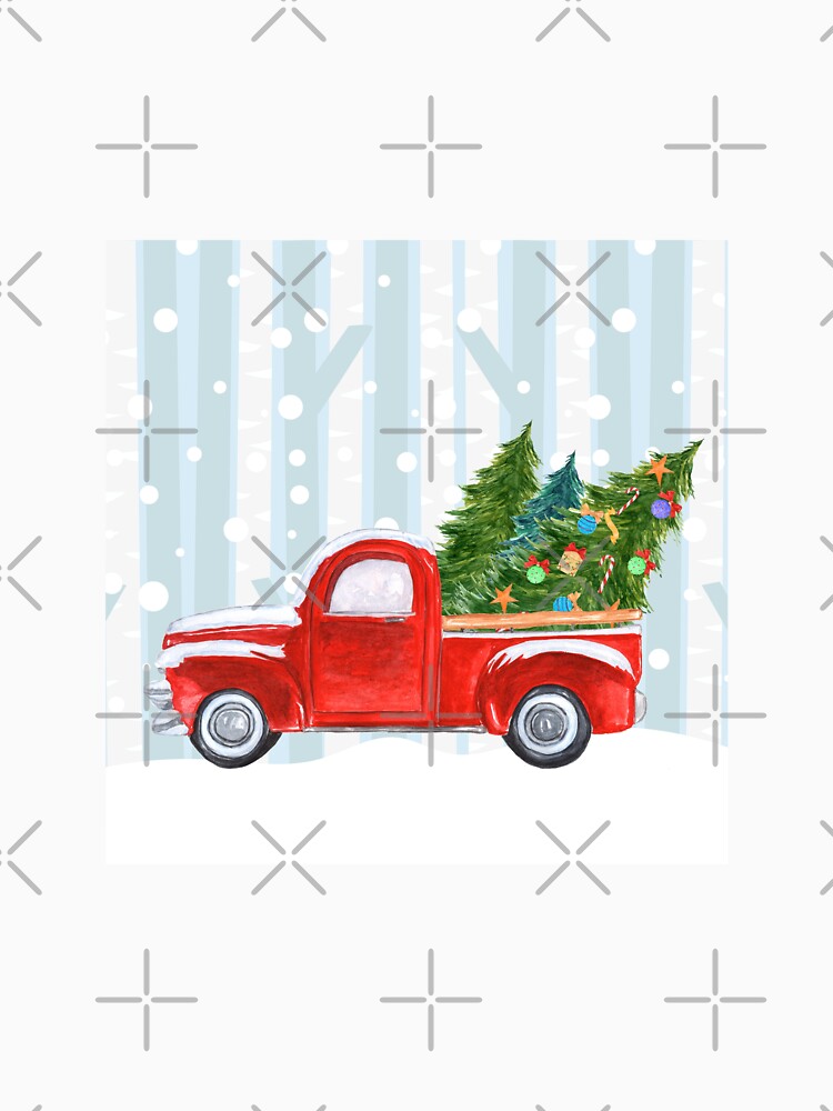 Red PickUp Truck Snowy Background by blayzeink