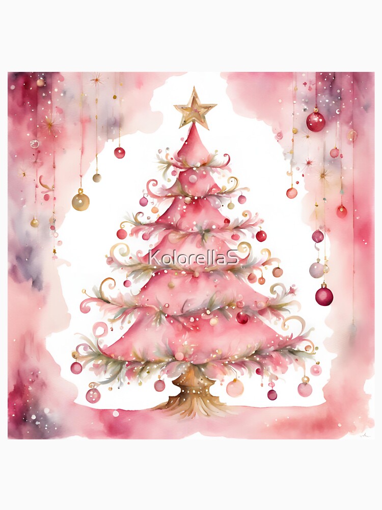 Pink Trees , Christmas Tree Farm, Christmas Tree Path, Cute Winter Christams Happy Holidays by KolorellaS