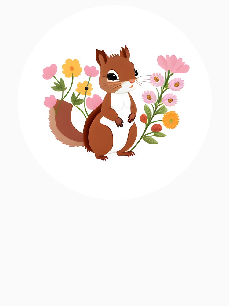Squirrel and Flowers by hyggefolkart