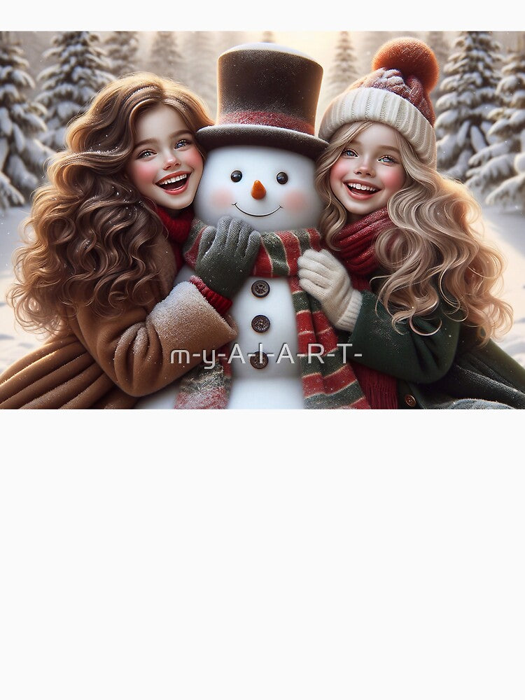 Happy Girls and Cute Snowman by m-y-A-I-A-R-T-