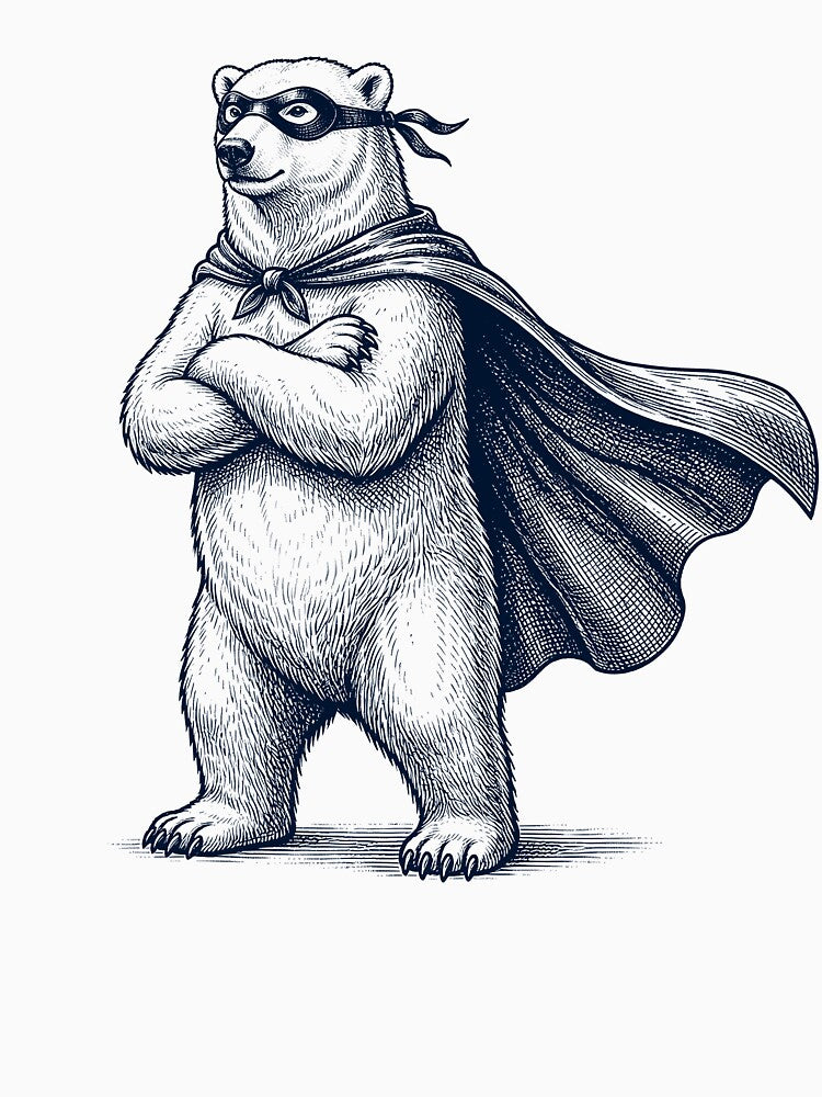 Vintage Polar Bear Hero Superhero Animal Lover by DoodleTortle