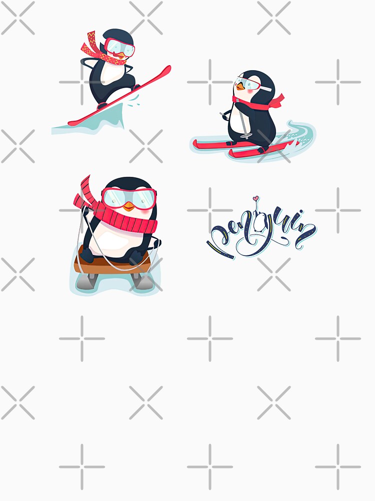 Penguin Sledding Multi Stickers Pack, Penguin Snow Sledding, Penguin, Sledding, Snow by graphic-genie