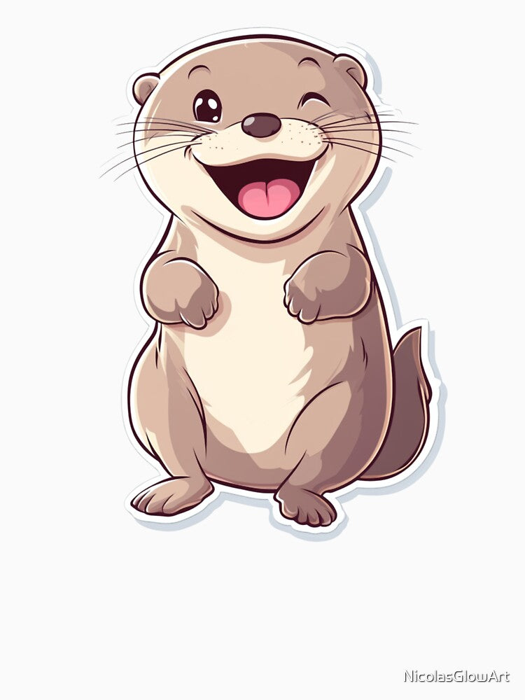 Adorable Otter Sticker by NicolasGlowArt