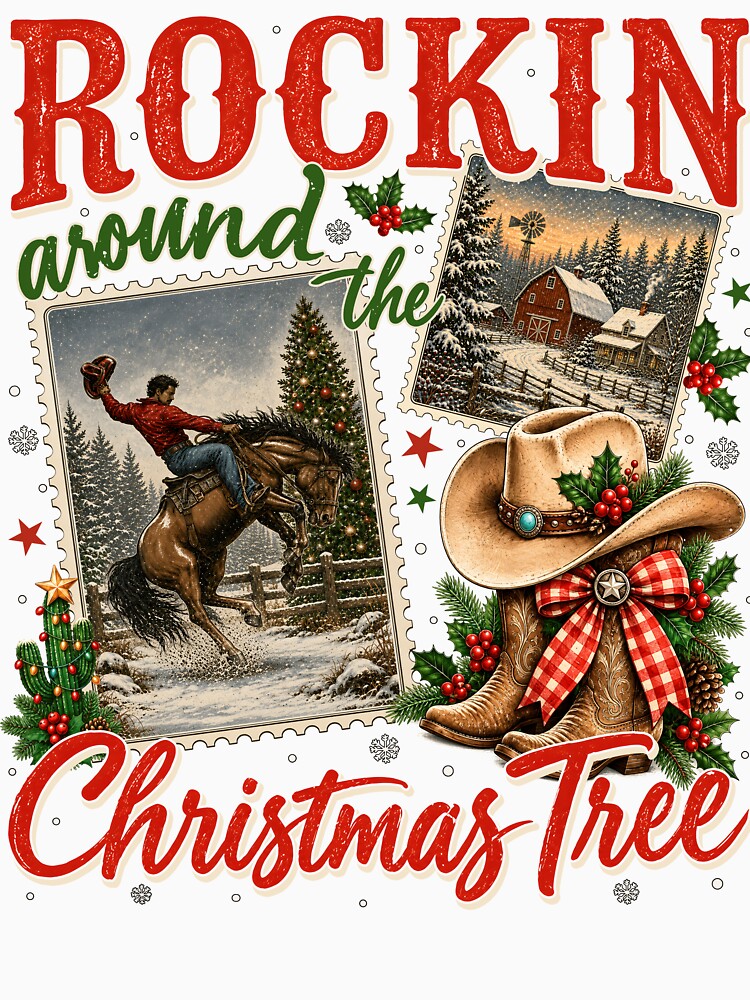 Western Cowboy Christmas Ranch Rockin Holiday by varin-studio