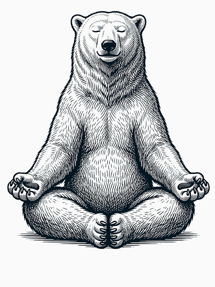 Vintage Polar Bear Yoga Lotus Meditation Lover by DoodleTortle