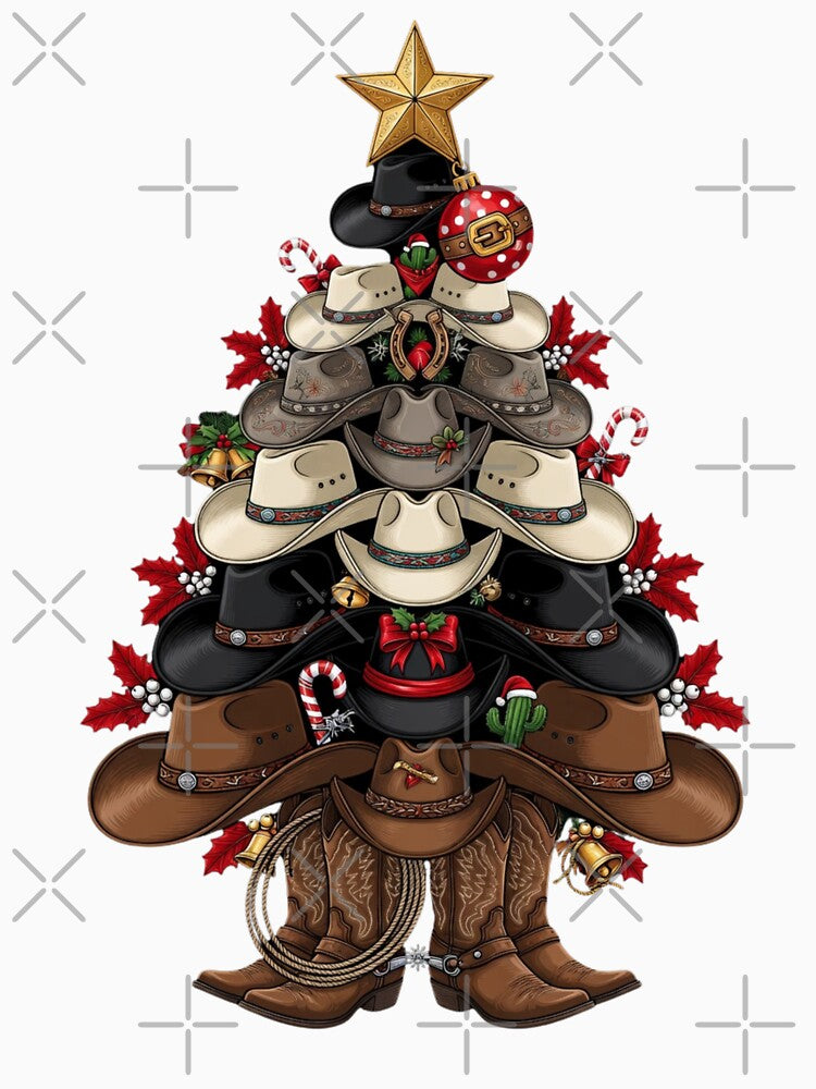 Cowboy Hat Christmas Tree Western Country Holiday by CF_VintageDesign