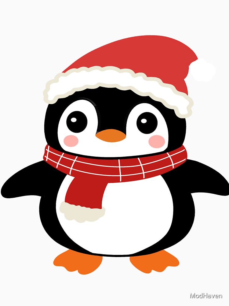 Cute baby penguin wearing a warm hat and scarf by ModHaven