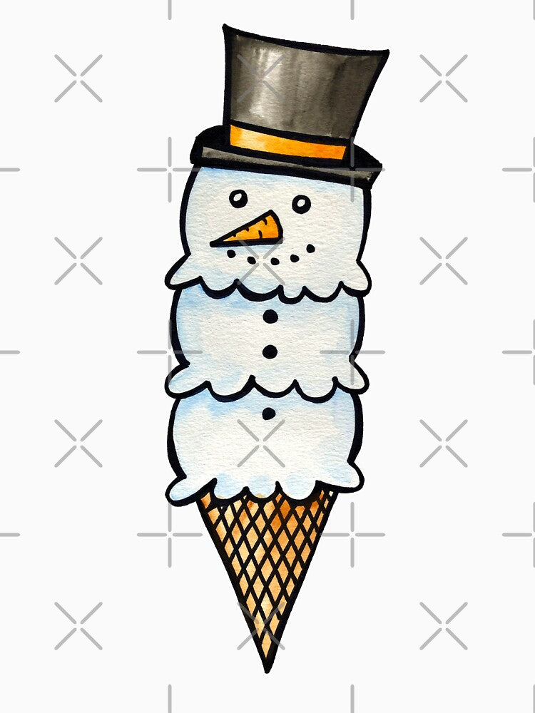 Snowman Ice Cream Cone by kmstudio