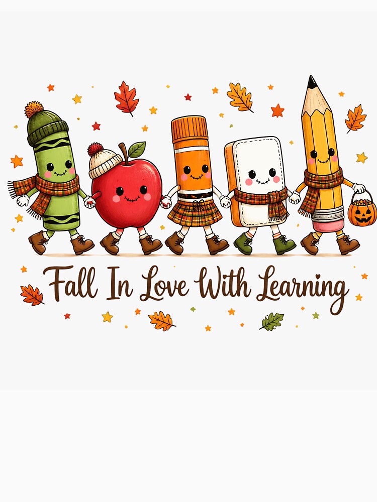Fall In Love With Learning Autumn Teacher Cute School Supplies Gift by Zizo-DR44