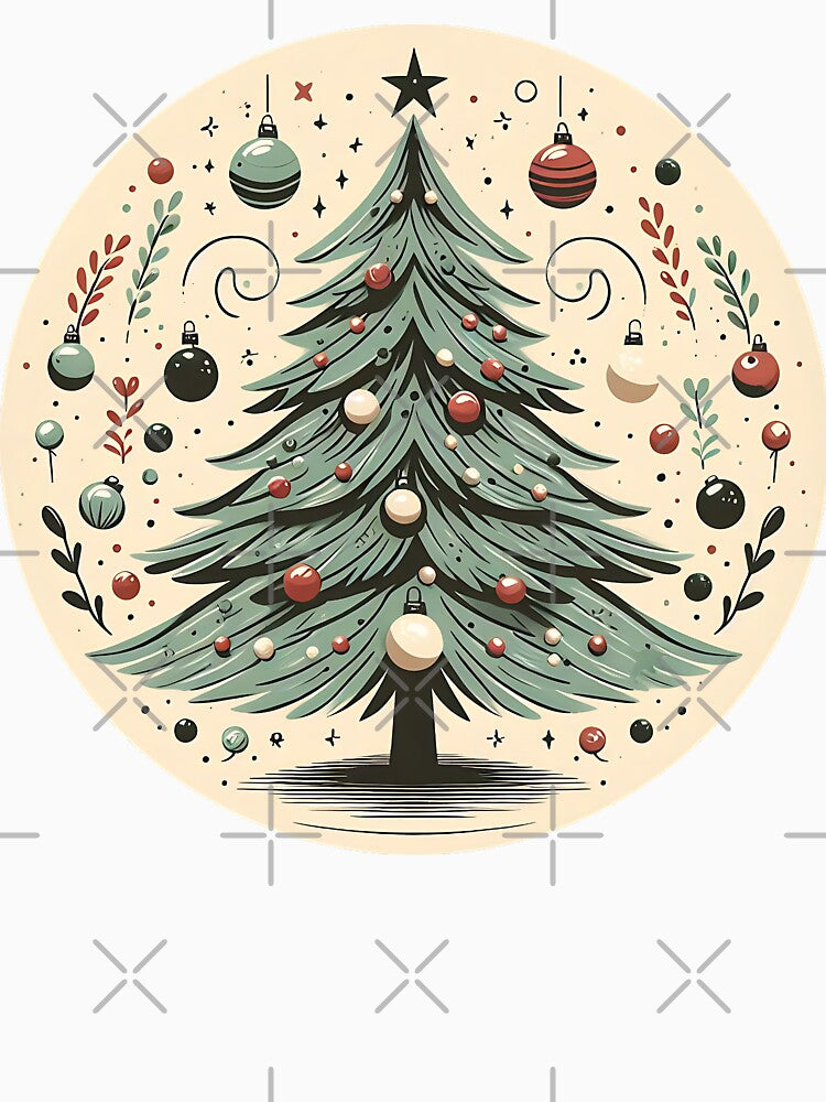 Festive Christmas Tree with Pink Bow by TeesHearts100