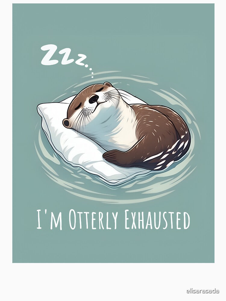 I'm Otterly Exhausted" Cute Otter Sleeping on Water by elisarasada